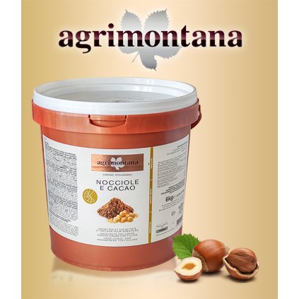 Krém lískooříškový s kakaem k roztírání a plnění, Agrimontana 6 kg/kbelík