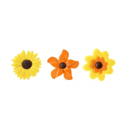 Čokoládové květy 3x3,5cm, žluté a oranžové 252 ks/bal (520g)