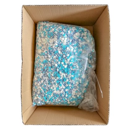 Cukrový mix vločky, kuličky a hvězdičky modro-bílý 5 kg/karton