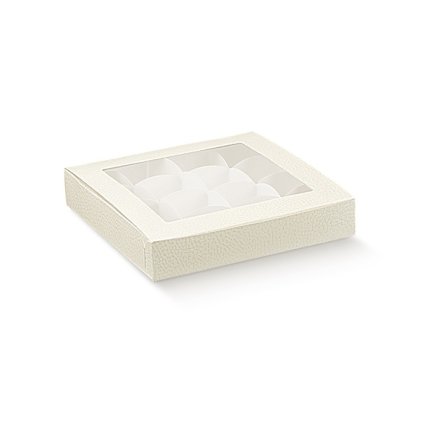 Krabička+mřížka v.30mm s průhledem 160x160, bílá kůže 1 ks/krabička