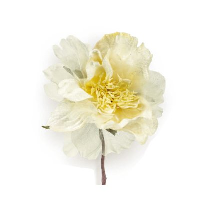 Květina dekorace prům.90mm (pivoňka žlutá) 12 ks/bal