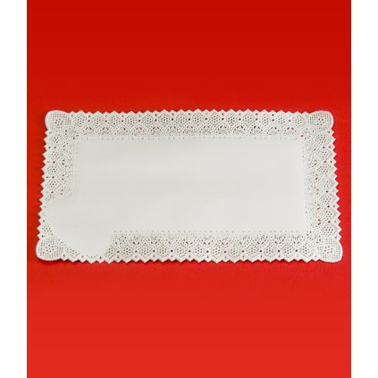 Krajka leštěný papír 15x30cm (bílá) 100 ks/bal