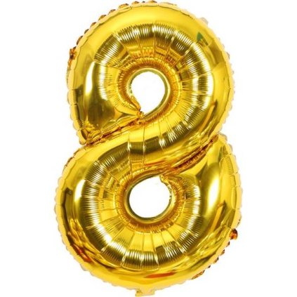 Fóliový balónek číslo osm zlatý 102cm - Cakesicq  | Cukrářské potřeby