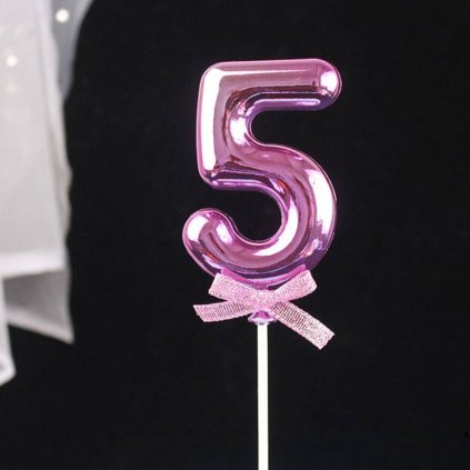 Zápich do dortu růžový číslo 5 - Cakesicq  | Cukrářské potřeby
