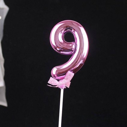 Zápich do dortu růžový číslo 9 - Cakesicq  | Cukrářské potřeby