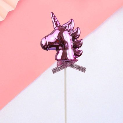Zápich do dortu růžový jednorožec 7x7,5 cm - Cakesicq  | Cukrářské potřeby
