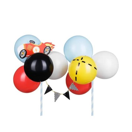 PartyDeco zapichovací dekorace na dort s balónky Závodní auto ♡