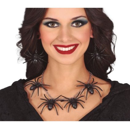 Halloweenský set - pavoučí náhrdelník a náušnice  /BP