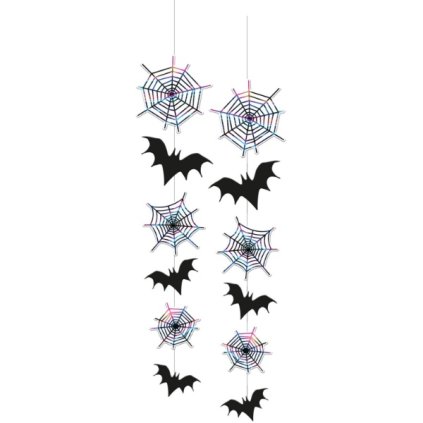 Halloweenská závěsná dekorace - pavučiny a netopýři 2ks  /BP