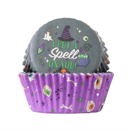 PME košíčky na muffiny s alobalovým vnitřkem Halloweenské s čarodejnickým motivem (60 ks) ♡