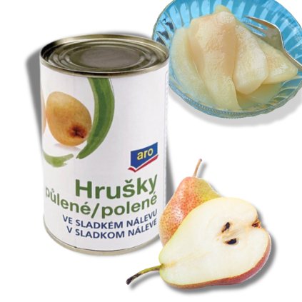 Šťavnaté hrušky - půlené, kompot ve sladkém nálevu 425g