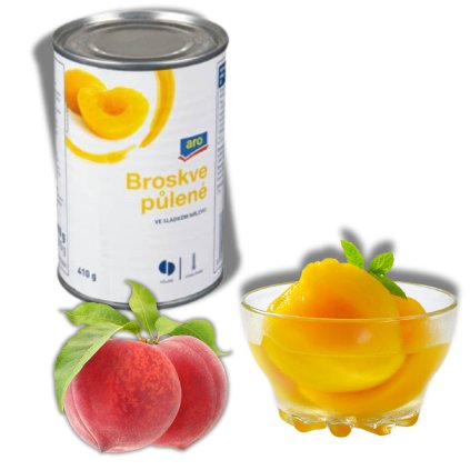 Řecké broskve, půlené - kompot ve sladkém nálevu 425g