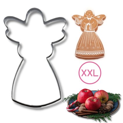 Plechové vykrajovátko na MAXI perník, Anděl 20cm