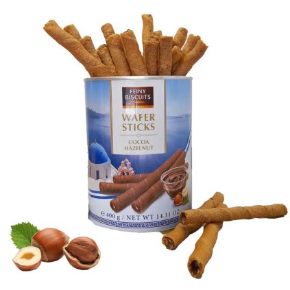 Luxusní řecké trubičky s krémem 400g Biscuit - lískooříškové
