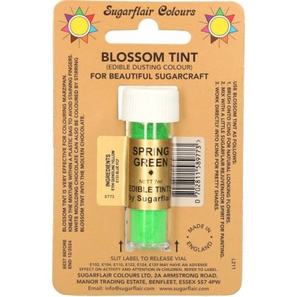 Jedlá prachová barva spring green 7ml - Sugarflair  | Skvělé pro Váš domácí dort