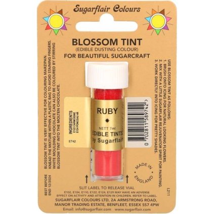 Jedlá prachová barva ruby 7ml - Sugarflair  | Skvělé pro Váš domácí dort