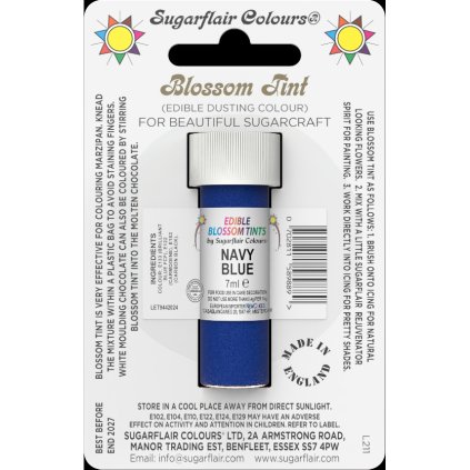 Jedlá prachová barva navy blue 7ml - Sugarflair  | Skvělé pro Váš domácí dort