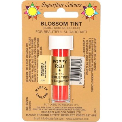 Jedlá prachová barva poppy red 7ml - Sugarflair  | Skvělé pro Váš domácí dort