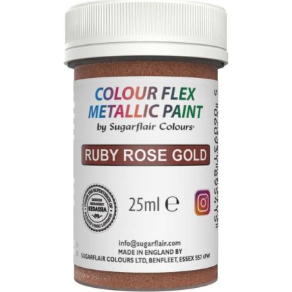 Gelová barva metalická ruby rose 25ml - Sugarflair  | Skvělé pro Váš domácí dort