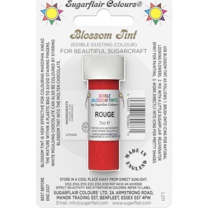 Jedlá prachová barva Rouge 7ml - Sugarflair  | Skvělé pro Váš domácí dort