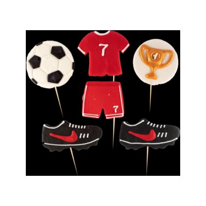 Cukrová figurka fotbal zápich do dortu červená - K Decor  | Skvělé pro Váš domácí dort