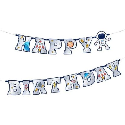 Girlanda papírová vesmír Happy Birthday 220x16cm - Party Pal  | Cukrářské potřeby