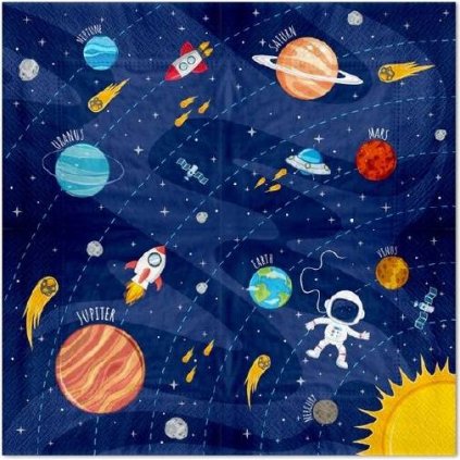 Papírové ubrousky vesmír 10ks 33x33cm - Party Pal  | Cukrářské potřeby