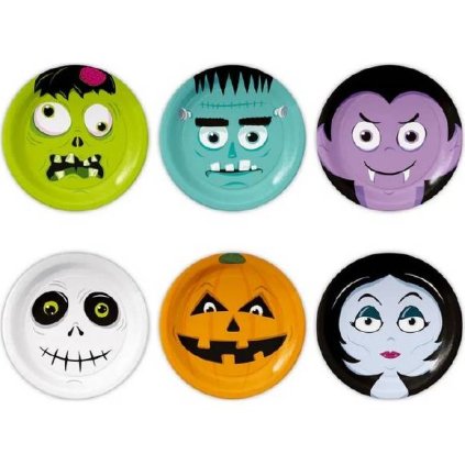 Papírový talíř haloween monster 18cm 6ks - Party Pal  | Cukrářské potřeby