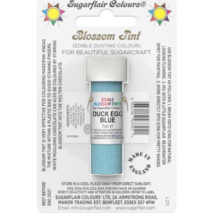 Jedlá prachová barva duck egg blue 7ml - Sugarflair  | Skvělé pro Váš domácí dort