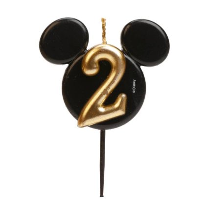 Dekora svíčka Mickey černo-zlatá číslo 2 ♡