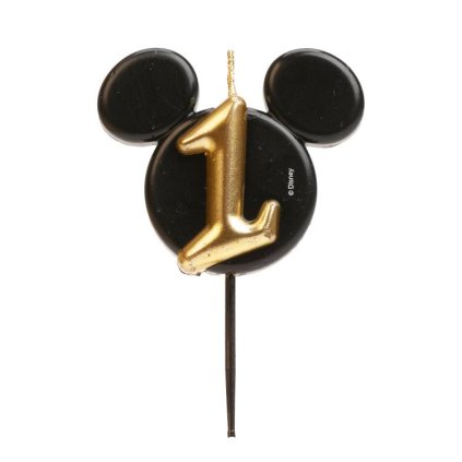 Dekora svíčka Mickey černo-zlatá číslo 1 ♡