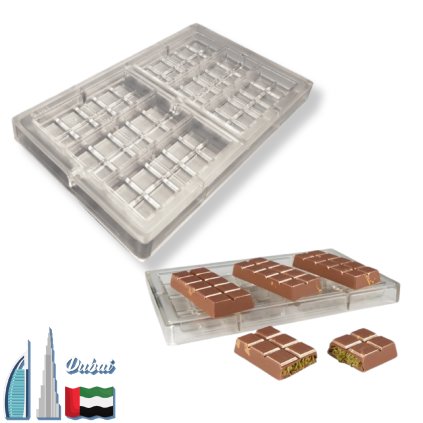 Polykarbonátová forma na malé čokoládové tabulky Dubaj