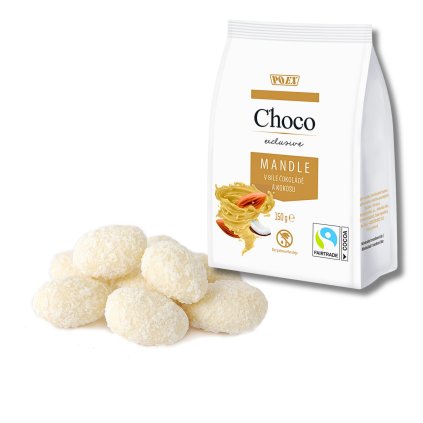 Mandle v bílé čokoládě a kokosu, 150 g