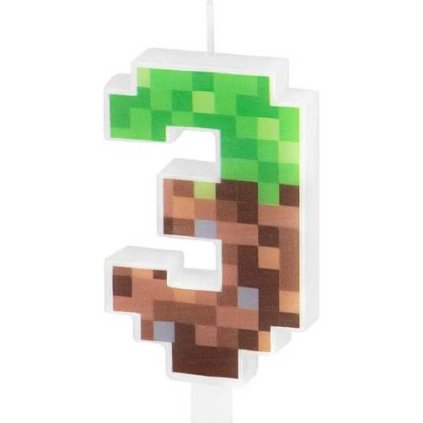 Svíčka minecraft 7cm číslo 3 - Party Pal  | Cukrářské potřeby