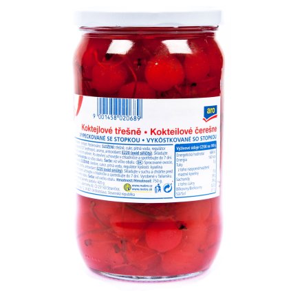 aro Koktejlové třešně červené se stopkou 720 ml