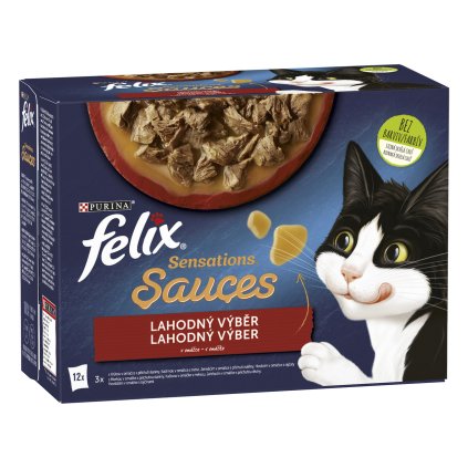 felix Sensations Sauces Kapsy pro kočky hovězí/jehněčí/králičí/kachní 12 x 85 g