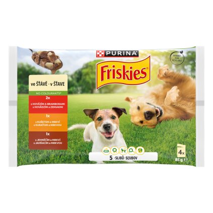 PURINA Friskies Adult ve vlastní šťávě kuře/ hovězí 4 x 85 g