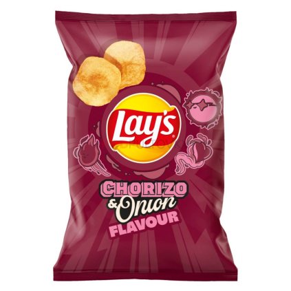 279dd75c994f84cc6da912cb00600f37 lays chorizo 130g onion chips