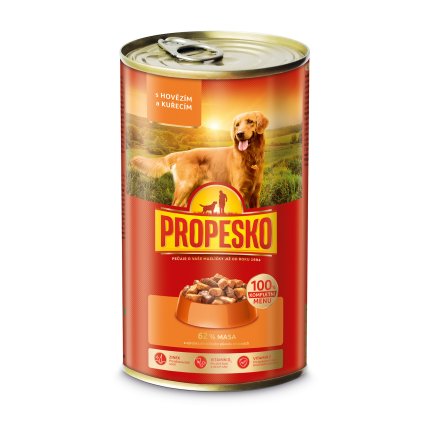 PROPESKO Konzerva hovězí, kuřecí 1,24 kg