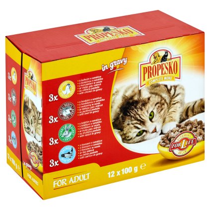PROPESKO Kapsička kuře / krůta / losos pro kočky 12 x 100 g