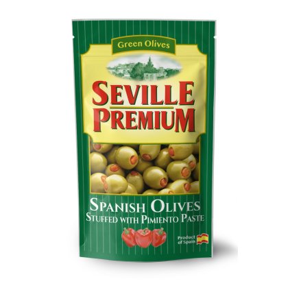 SEVILLE PREMIUM Olivy zelené s paprikou 200 g