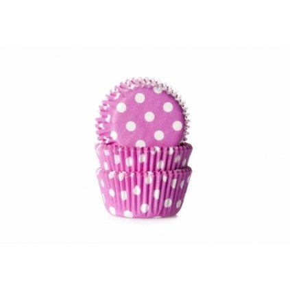 Košíčky na muffiny mini 60ks fialové s bílými puntíky - House of Marie  | Cukrářské potřeby