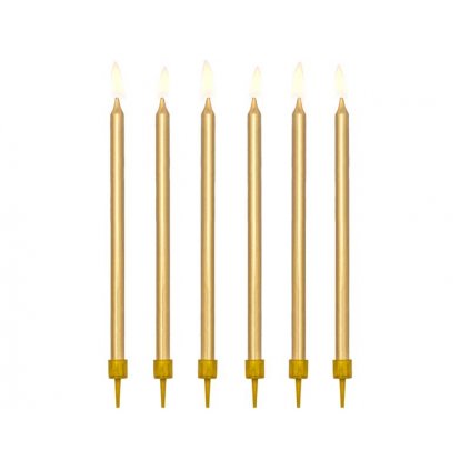 PartyDeco svíčky dlouhé zlaté (12 ks) /D_SCD-1-019ME