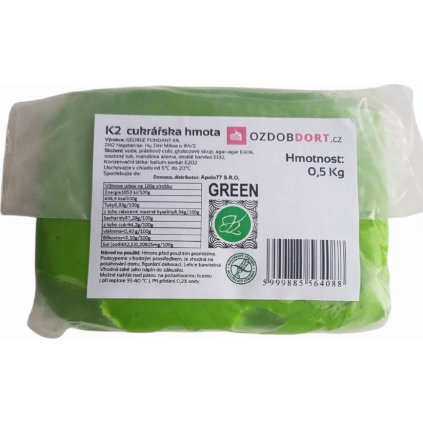 Potahovací hmota K2 na dorty 0,5kg zelená - K2  | Skvělé pro Váš domácí dort