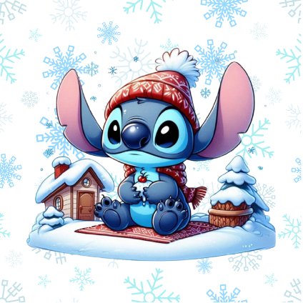 Jedlý papír Lilo & Stitch zima - vánoce 20 cm čtverec