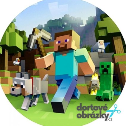Jedlý papír  MINECRAFT (● velikost průměr 20 cm ☝, ● materiál FONDÁNOVÝ DECORLIST ✴️)