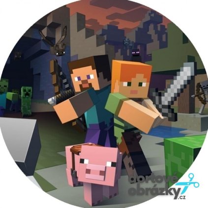 Jedlý papír  MINECRAFT (● velikost průměr 20 cm ☝, ● materiál FONDÁNOVÝ DECORLIST ✴️)