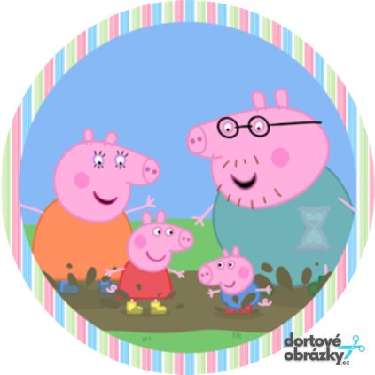 Jedlý papír  PRASÁTKO PEPPA (● velikost průměr 20 cm ☝, ● materiál FONDÁNOVÝ DECORLIST ✴️)