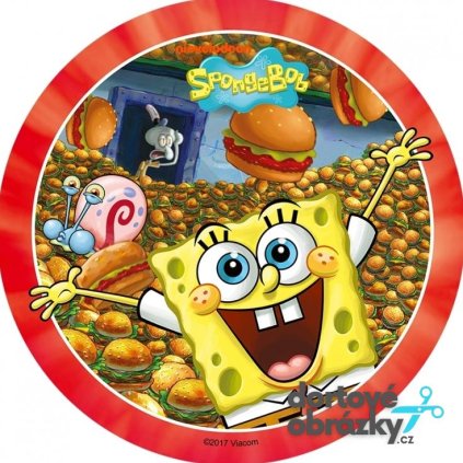 Jedlý papír  SPONGEBOB (● velikost průměr 20 cm ☝, ● materiál FONDÁNOVÝ DECORLIST ✴️)