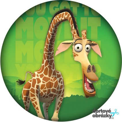 Jedlý papír  MADAGASCAR - ŽIRAFA (● velikost průměr 20 cm ☝, ● materiál FONDÁNOVÝ DECORLIST ✴️)